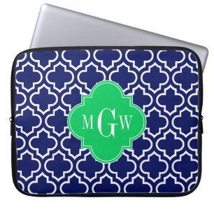 Monogram marineslein Initiaal marinesoor Marokkaan Laptop Sleeve