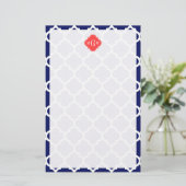 Monogram marineslein Marokkaans #5 Coral Red 3 Ini Briefpapier (Staand voorkant)