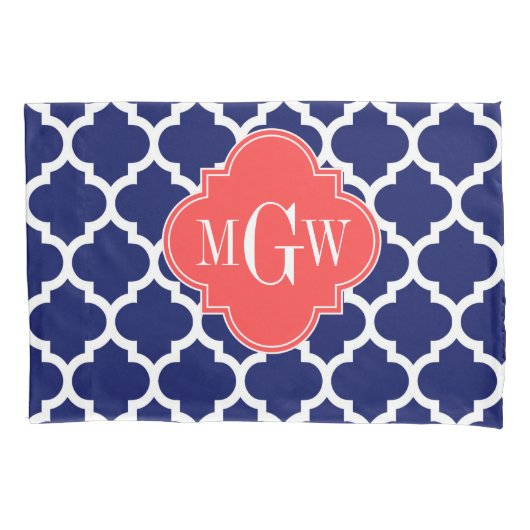 Monogram marineslein Marokkaans #5 Coral Red 3 Ini Kussensloop (Voorkant)