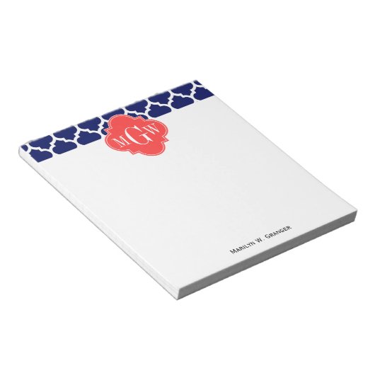 Monogram marineslein Marokkaans #5 Coral Red 3 Ini Notitieblok (Schuin)