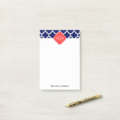 Monogram marineslein Marokkaans #5 Coral Red 3 Ini Post-it® Notes (Op bureau)