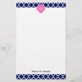 Monogram marinesleutel Marokkaans #5 Hot Pink2 3 I Briefpapier (Voorkant)