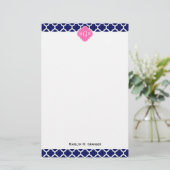 Monogram marinesleutel Marokkaans #5 Hot Pink2 3 I Briefpapier (Staand voorkant)