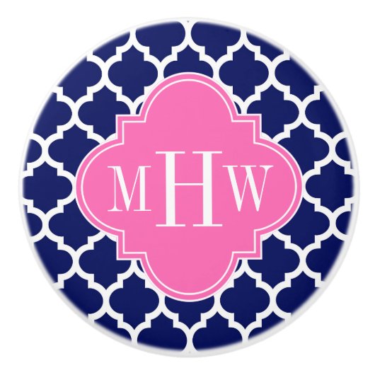 Monogram marinesleutel Marokkaans #5 Hot Pink2 3 I Keramische Knop (Voorkant)