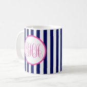 Monogram marinestreep koffiemok (Voorkant links)