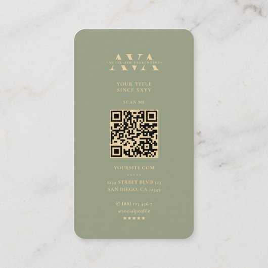 Monogram Marketing Sage Script Modern Visitekaartje (Achterkant)