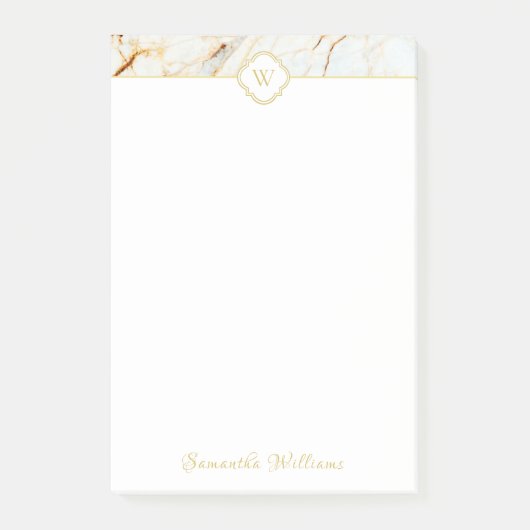 Monogram Marmer Elegant Naam Post-it® notes 4 x 6 (Voorkant)