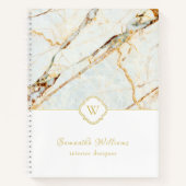 Monogram Marmer Elegant White Gold Spiral Notitieb Notitieboek (Voorkant)