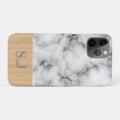 Monogram Marmer en Hout Pattern Case-Mate iPhone Case (Achterkant (horizontaal))