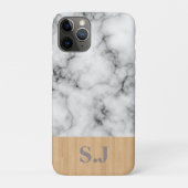 Monogram Marmer en Hout Pattern Case-Mate iPhone Case (Achterkant)