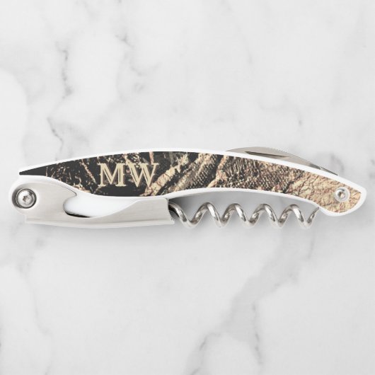Monogram marmer geode black faux Gold chic Kurkentrekker (Voorkant)