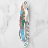 Monogram marmer geode pauock kleuren graniet chic kurkentrekker (Achterkant)