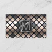 Monogram | Marmer | Luxe Metalen Patroon Visitekaartje (Voorkant)