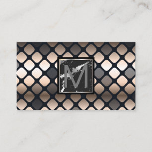 Monogram   Marmer   Luxe Metalen Patroon Visitekaartje