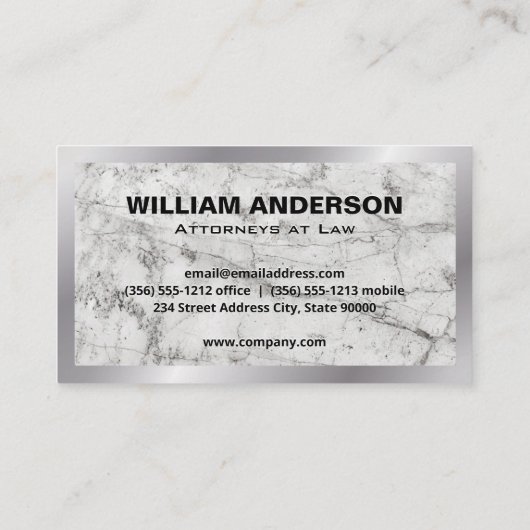 Monogram | Marmer | Metaal Visitekaartje (Achterkant)