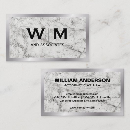 Monogram | Marmer | Metaal Visitekaartje (Voorkant / Achterkant)