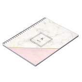 Monogram Marmer Minimalist Roos Gold Elegant Notitieboek (Linkerzijde)