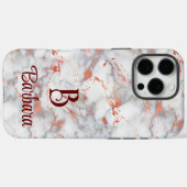 Monogram Marmer Roze Goud Hoesje-Case-Mate iPhone Case-Mate iPhone Case (Achterkant (horizontaal))