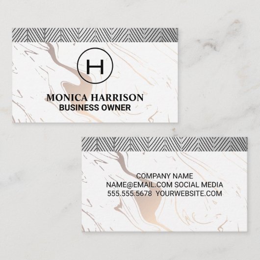 Monogram | Marmer Visitekaartje (Voorkant / Achterkant)