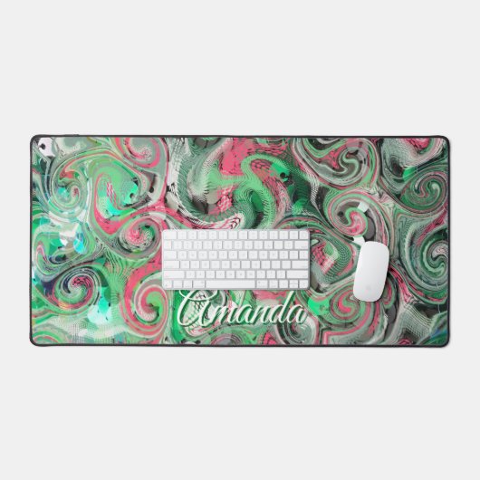 Monogram Marmer Whimsical Schattige Groen Rood Abs Bureaumat (Keyboard & Muis)