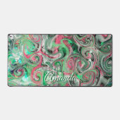 Monogram Marmer Whimsical Schattige Groen Rood Abs Bureaumat (Voorkant)