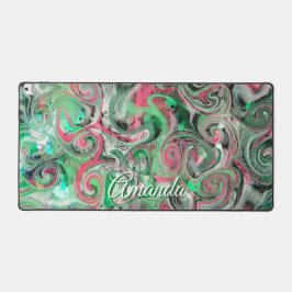 Monogram Marmer Whimsical Schattige Groen Rood Abs Bureaumat