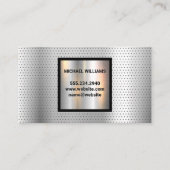 Monogram | Marmeren geperforeerde metalen achtergr Visitekaartje (Achterkant)