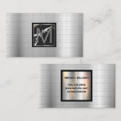 Monogram | Marmeren geperforeerde metalen achtergr Visitekaartje (Voorkant / Achterkant)