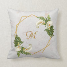 Monogram Marmeren Goud Calla Lelies Bloemen Geomet