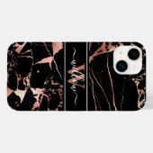 Monogram Marmeren Patroon Roos Goud Zwart Case-Mate iPhone Case (Achterkant (horizontaal))
