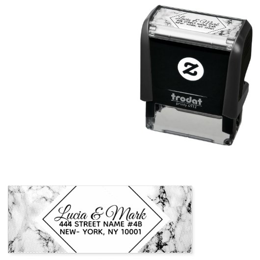 Monogram marmeren steen en Lijst Zelfinktende Stempel (In situ)