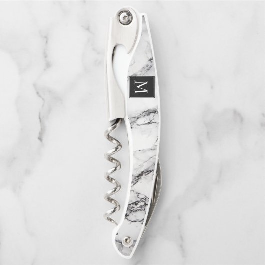 Monogram marmeren steen kurkentrekker (Voorkant)