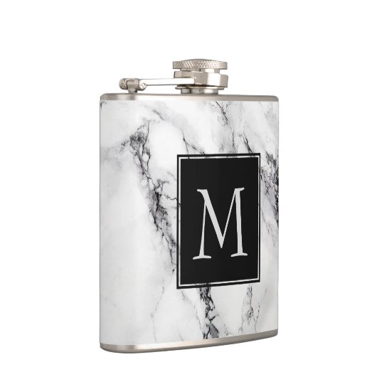 Monogram marmeren stenen patroon heupfles (Rechts)
