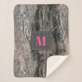 Monogram marmeren stenen patroon in grijze tinten sherpa deken (Voorkant)