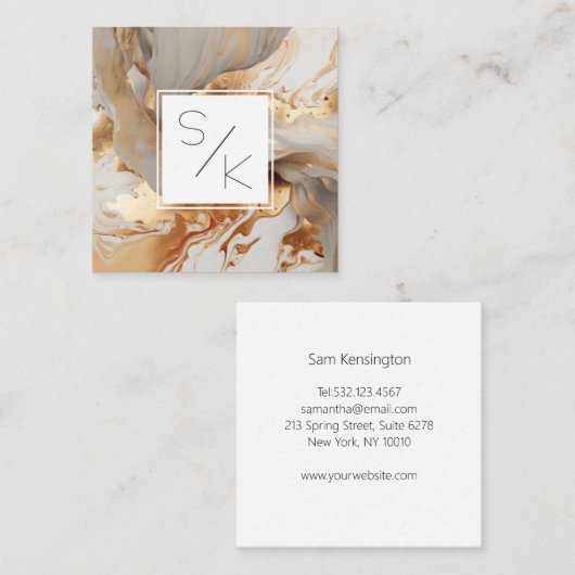 Monogram marmeren Visitekaartje (Voorkant / Achterkant)