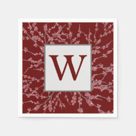 Monogram Maroon Berry Burst Waterverf Foliage Servet