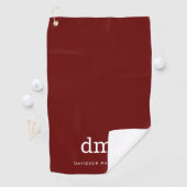 Monogram Maroon Golf Handdoek met Witte Tekst (Insitu)