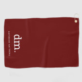 Monogram Maroon Golf Handdoek met Witte Tekst (Horizontaal)