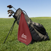 Monogram Maroon Golf Handdoek met Witte Tekst (Groen)