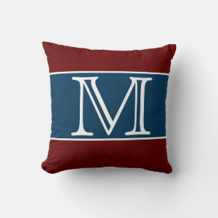 MONOGRAM Maroon Navy Blue stripe Solid Color Kussen