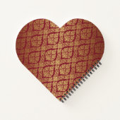 Monogram maroon Red Gold Fleur Damask Pattern Notitieboek (Achterkant)