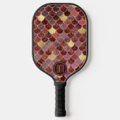 Monogram maroon Red Gold Glitter Mermaid Scales  Pickleball Paddle (Voorkant)