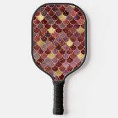 Monogram maroon Red Gold Glitter Mermaid Scales  Pickleball Paddle (Achterkant)