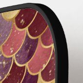 Monogram maroon Red Gold Glitter Mermaid Scales  Pickleball Paddle (Links Detail)