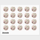 Monogram Marsala  Bloem Ivory Mint Roze Goud Ronde Sticker (Vel)