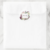 Monogram Marsala Bourgogne Ivoor Mint Wit Rozen Ronde Sticker (Tas)