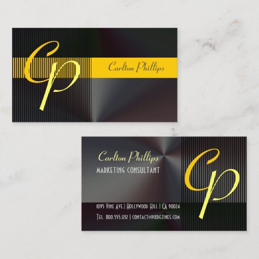 Monogram Masculin Borgepenseld staal Visitekaartje (Voorkant / Achterkant)