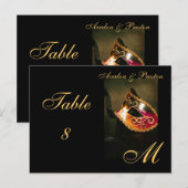 Monogram Masquerade Mask Gold Table Plaatskaart Briefkaart (Voorkant / Achterkant)