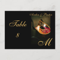 Monogram Masquerade Mask Gold Table Plaatskaart