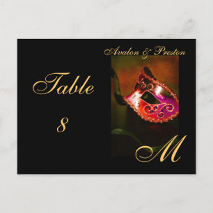 Monogram Masquerade Masker Rode Tafel Plaatskaart Briefkaart